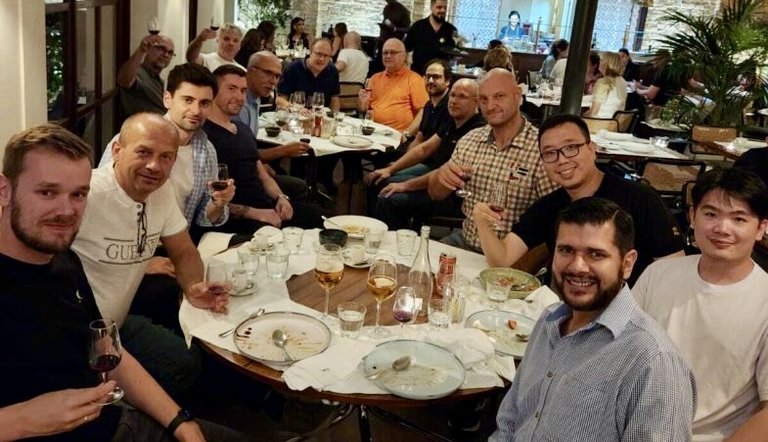 Picture with colleagues enjoying dinner