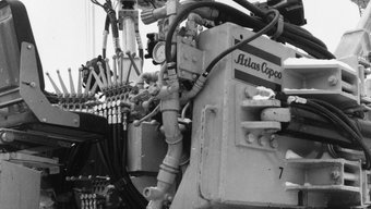 Hydraulic hose on construction machinery.